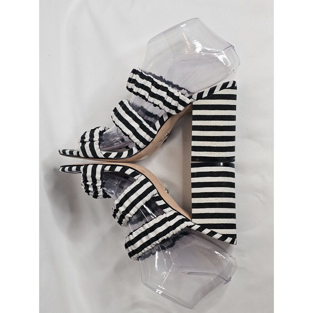 Raye Revolve Mimi Striped Black Strappy Heeled Mules Womens Size 8.5 - Picture 2 of 8